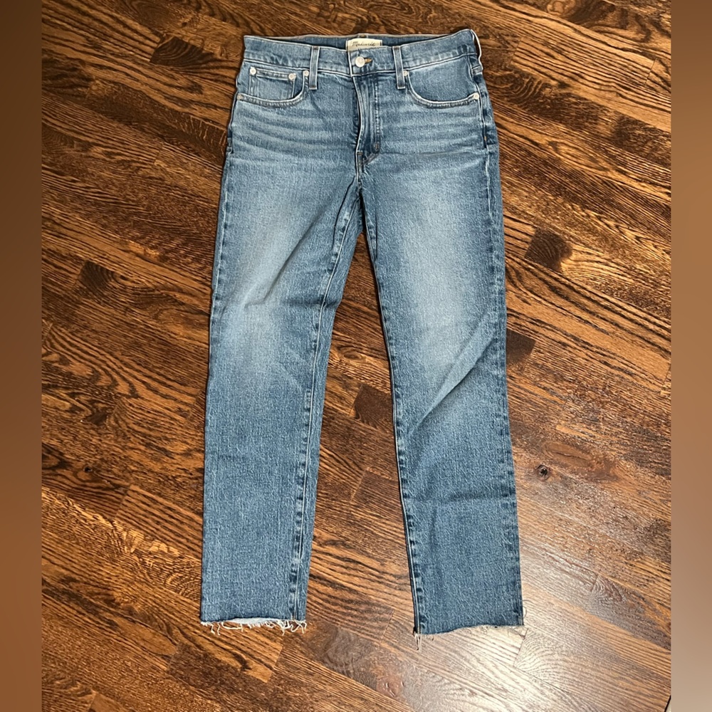 Madewell women’s denim with distressed hem
